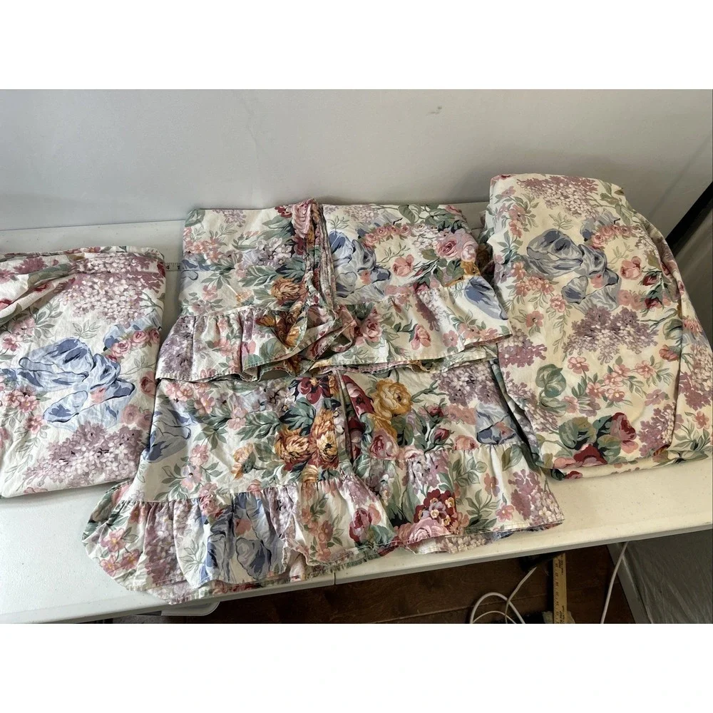 Vintage RALPH LAUREN ALLISON FLORAL 6PC KING SHEET‎ SET flat/fitted / shams